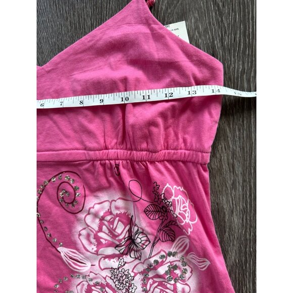 Y2K 2008 NWT Floral Rhinestone Milkmaid Tank size XL - Picture 7 of 9